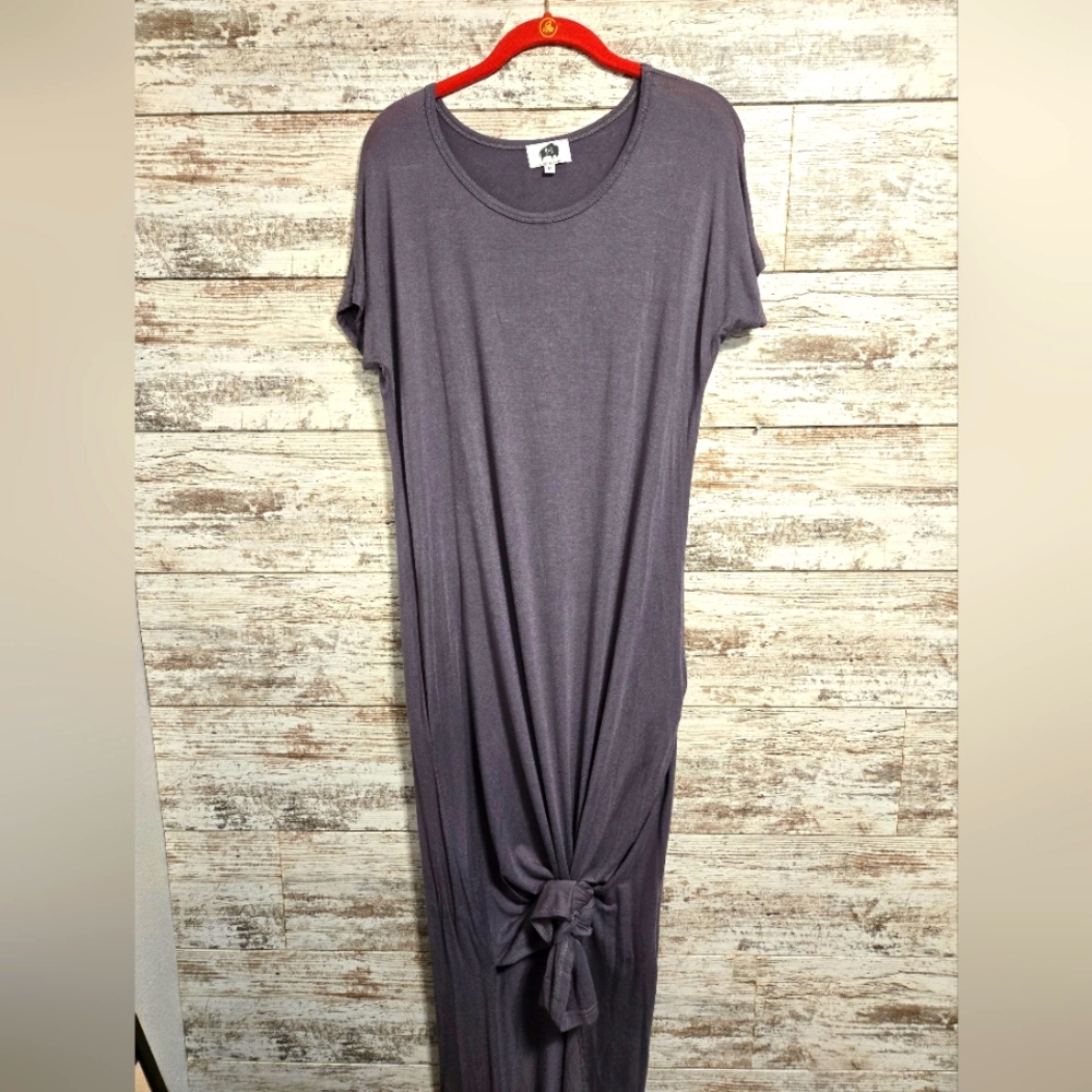 Gray Maxi Dress with Knot Detail
